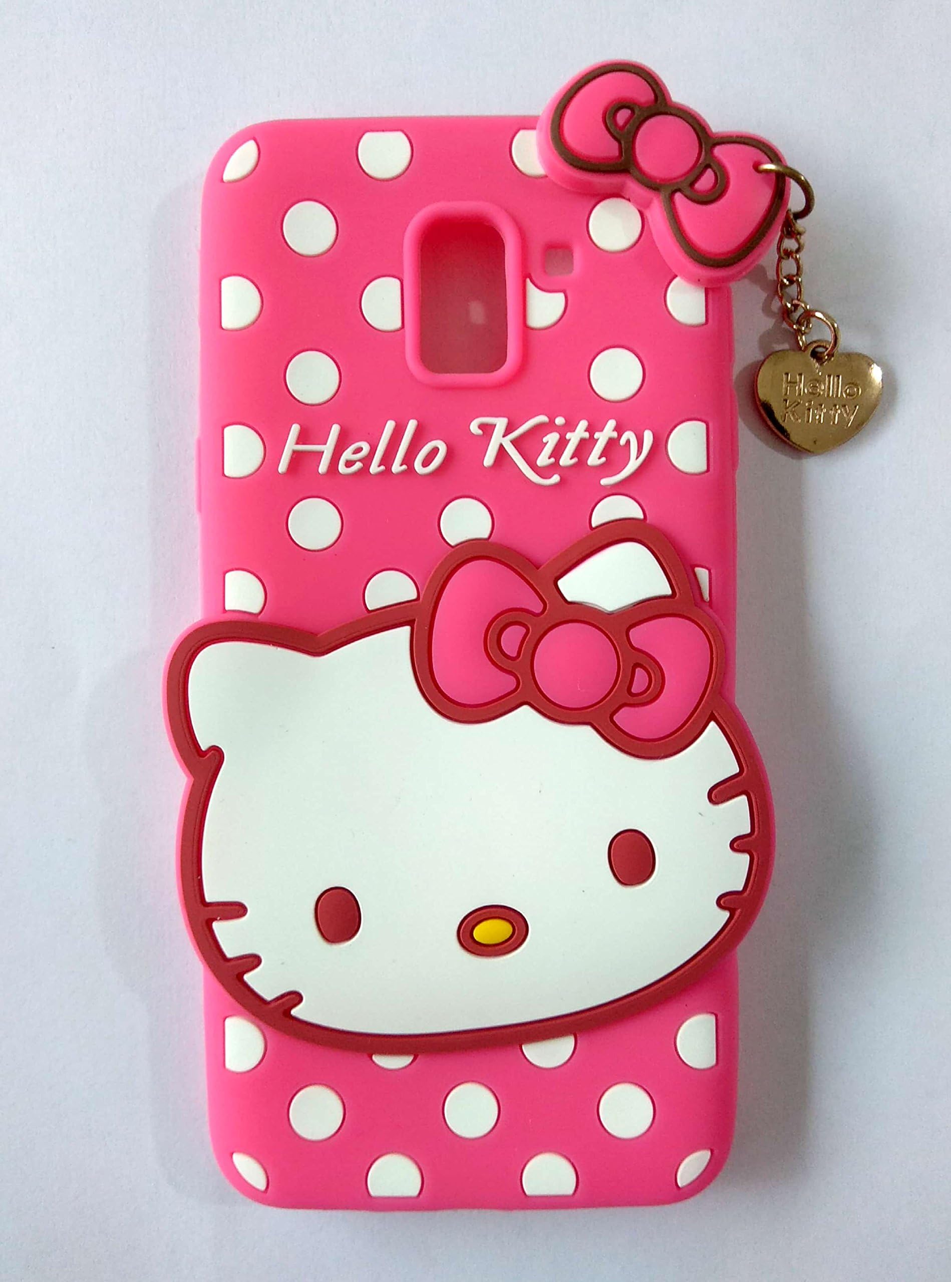 MOBICLONICS® Hello Kitty Silicone with Pendant Back Cover for Samsung Galaxy A6 Plus/A6+ - (Pink)