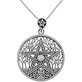Jewelry Trends Celtic Goddess Pentacle Sterling Silver Pendant Necklace 18" with Moonstone