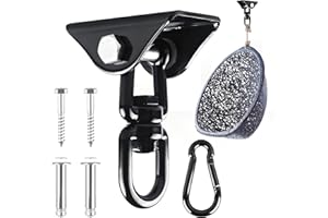 SKYPHAROS 360°Rotating Hammock Hanging Kit, Heavy Duty 1200 lb Capacity Stainless Steel Hanging Swing Hooks, 1 Pack Swing Hanger for Yoga, Hammock Chair, Sandbag, Swing Sets(Black