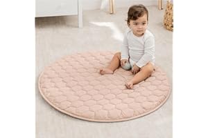 Comfy Cubs Kids Play Mat, Round 91.5 cm - 0+ Months, Small Soft Baby Mat with Non-Slip Bottom - Safe, Plush Quilted Surface f