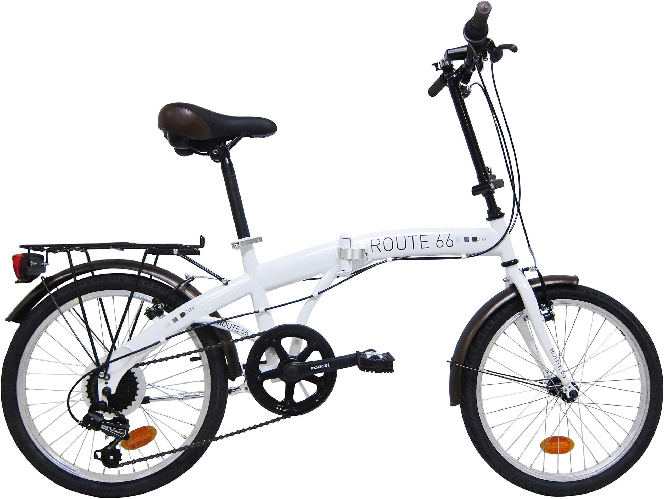DENVER BIKE 15208 Denver ''20" Folding Steel Route66 6 Speed Shimano Revo '' Bike, Multi Colour