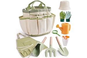 ROBOTIME Kids Gardening Tools, 17 PCS Toddler Gardening Set, Children's Gardening Tools, Metal Kids Gardening Set All in One 