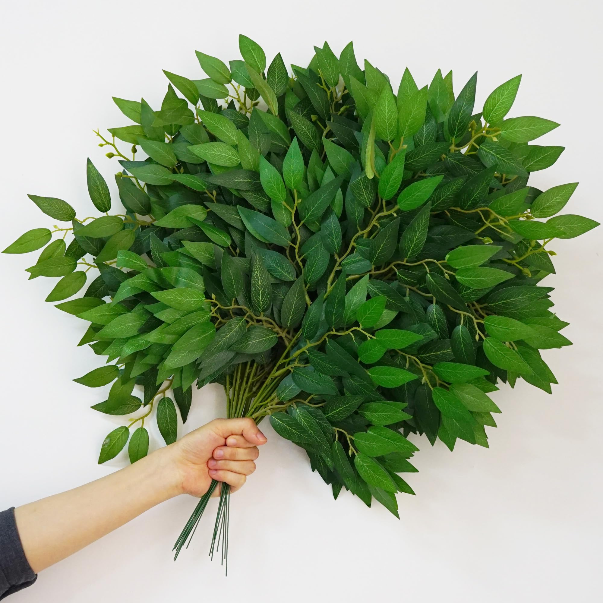 Photo 1 of VOELIGT 24PCS Italian Ruscus Greenery 54cm Artificial Greenery Stems Leaf Greenery Garland for Wedding Arch Flowers Centerpieces Balloon Arch Home Decor