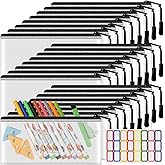 YOPCDJ 24 Pack Mesh Zipper Pouch Bags Small, Zipper Pencil Pouches, 9.2 x 4.7 in Clear Pencil Pouch Bulk, Pencil Bags with Zipper for Travel Storage, Black