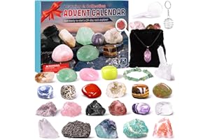 ZEERLIKI Crystal Advent Calendar 2024 Adult Kids-24 Days Rocks,Gemstones,Geode,DIY Bracelet,Crystal Necklace,Stone Learning Collection Advent Countdown Calendar,Christmas Gift for Girls Boys