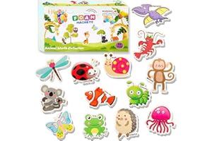 HLXY Refrigerator Magnets for Kids 64 PCS Animals Magnets Toys -Dinosaurs Insect Ocean Sea Animal Magnets - Foam Animal -Fridge Magnets for Toddlers Educational Toy for Preschool Learning