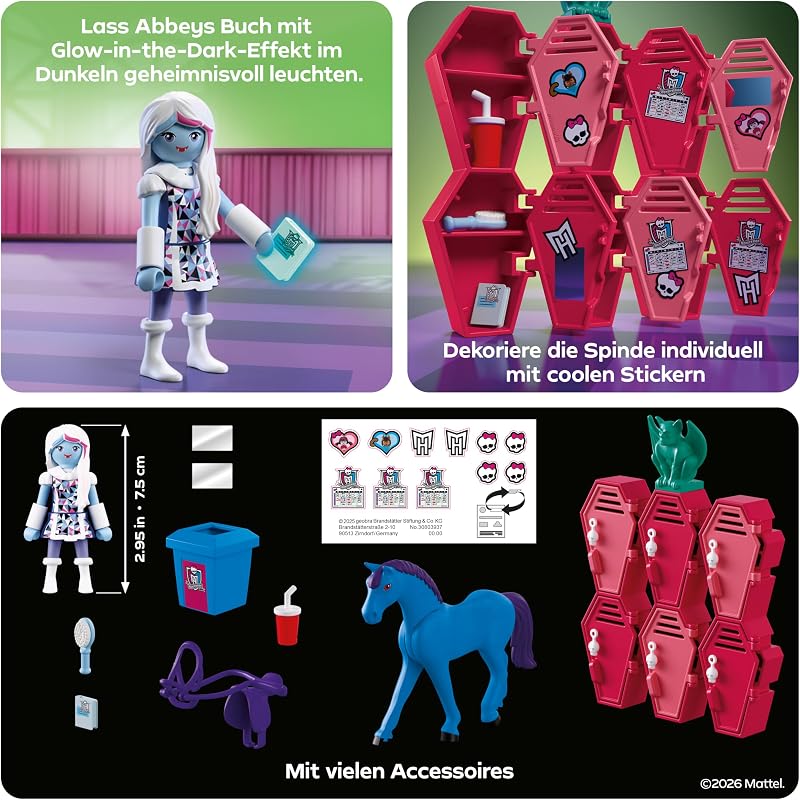 | Monster High™ | Abbey bei den Spinden | Schulflur‑Szene mit Abbey Bominable, Nightmare, Glow‑Buch & Spinden | Für Fans ab 5 Jahren | 72146 — Foto 4 von 5