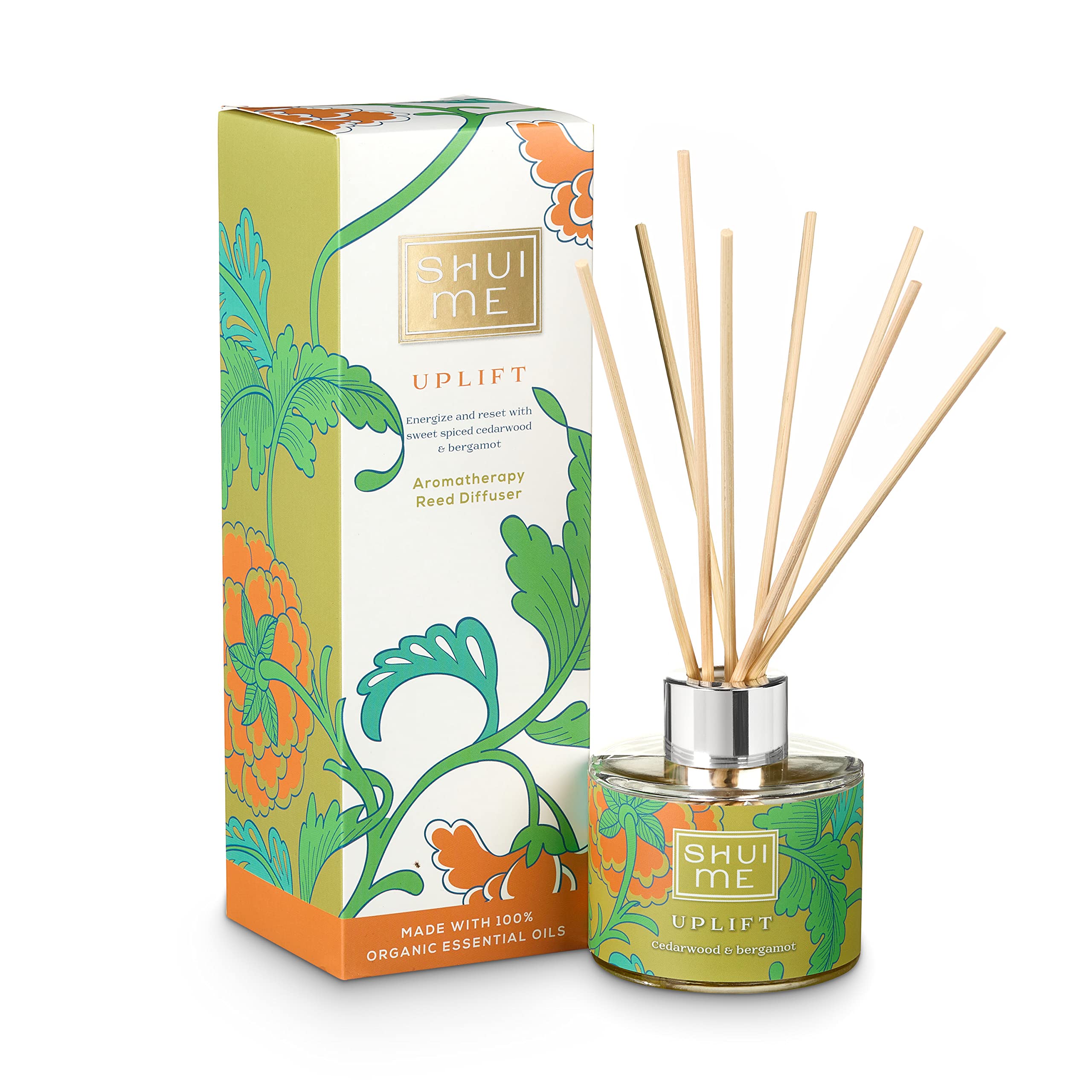 Shui Me Uplift - long lasting, luxury, organic aromatherapy reed diffuser 100ML - Cedarwood & Bergamot