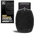 The Man Body Scrubber & Hook - Silicone Body Scrubber for Men - Shower Scrubber for Men - Silicone Body Buffer - Hygienic & Easy to Clean - Soft Bristles & Non-Slip Handle - Body Washing Brush (1 Set)