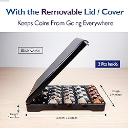 CO5IN1 Mini Coin Sorting Tray with Lid, 2pcs Change