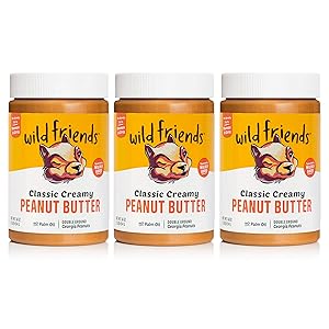 Wild Friends Foods Classic Creamy Peanut Butter, 16oz Jars, Gluten-Free, Non-GMO, Palm Oil Free, Vegan, 3 Count