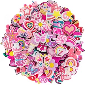 30,50Pcs Random Cute Pink Shoe Decoration Charms for Girls fit Clog Sandal | Cute Shoe Charm for Teens Women Birthday Party F