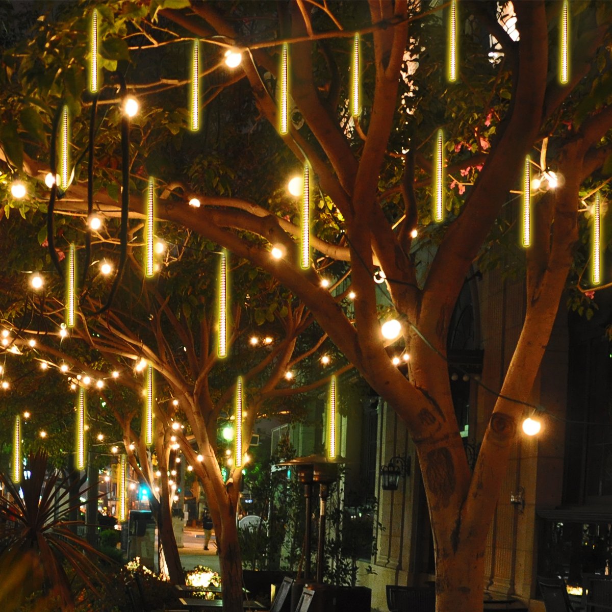 Vmanoo LED outdoor Lights 8 Tube Meteor Shower Rain Lights Solar Powered Icicle 763383457983 eBay