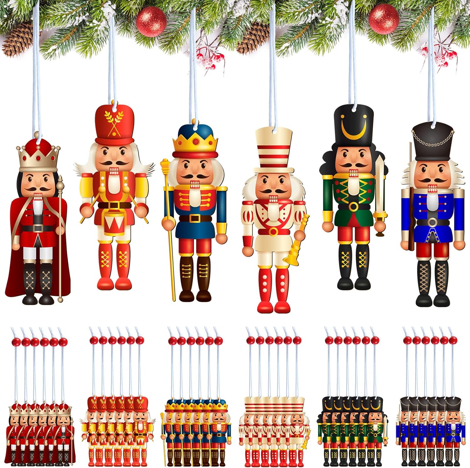 Nutcrackers - Spiareal 36 Pieces Christmas Nutcracker Ornaments Wooden Hanging Christmas Party Decorations King Soldier Nutcracker Figures for Xmas Tree Birthday (Classical Style)