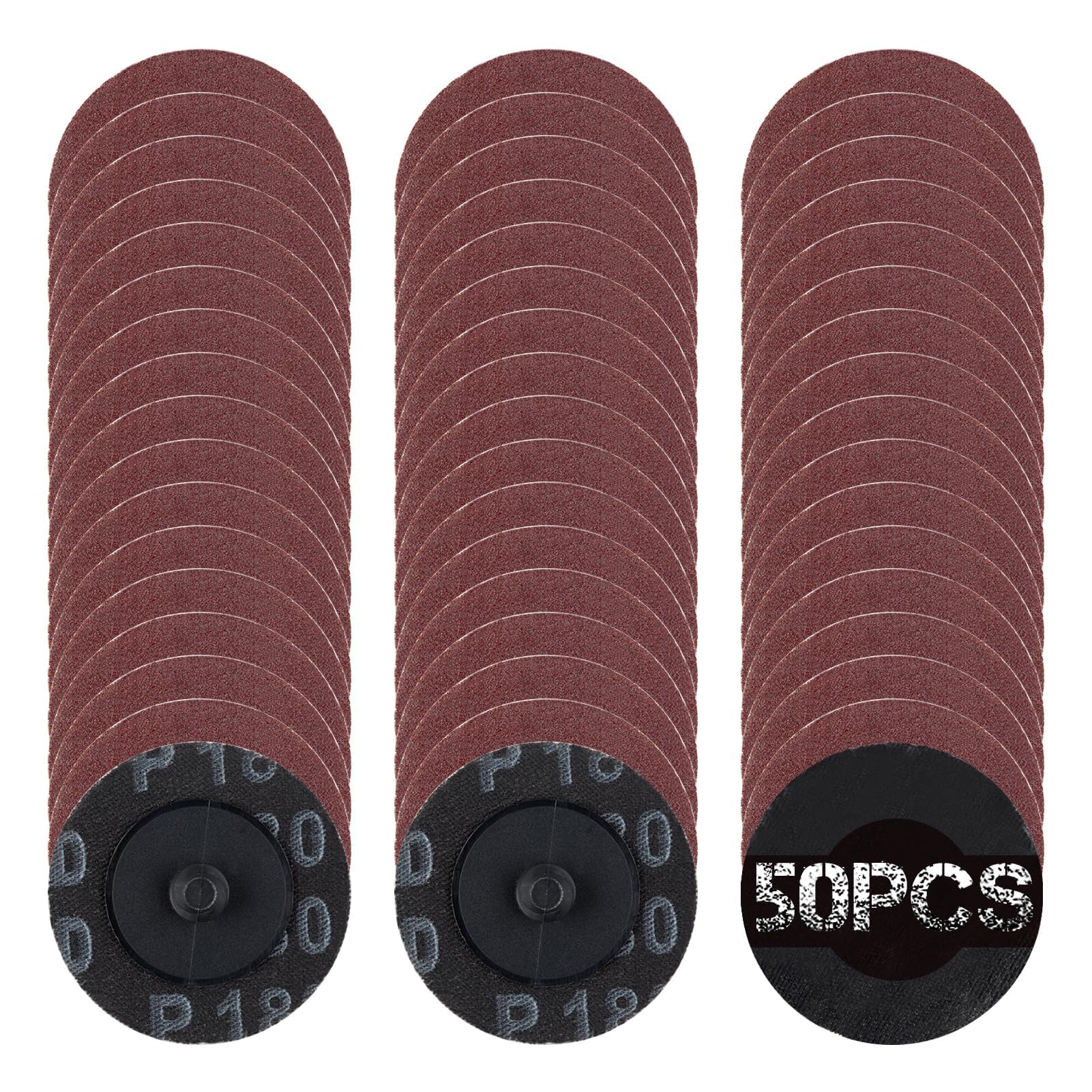 SPEEDWOX 50Pcs 2" 180 Grit Roll Lock Quick Change Discs Aluminum Oxide Coated Die Grinder Accessories Aluminum Oxide Sandpaper Disc Roll Lock Sanding Discs Quick-Change Sanding Discs