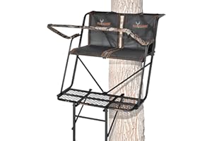 BIG GAME Striker XL Ladder Treestand 17.5 Foot Tall with Flip Back Seat, Padded Armrests, Deep Foot Platform, Ideal for Hunting and Shooting