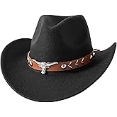 JOYEBUY Western Cowboy Hat for Kids Boys Girl Classic Roll Up Fedora Hat with Buckle Belt
