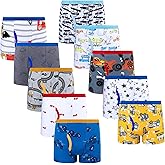 BIG ELEPHANT Boys' Boxer Briefs 10-Pack, Toddler 100% Cotton Dinosaur Print Underwear, Soft and Breathable, Sizes 3T-9Y