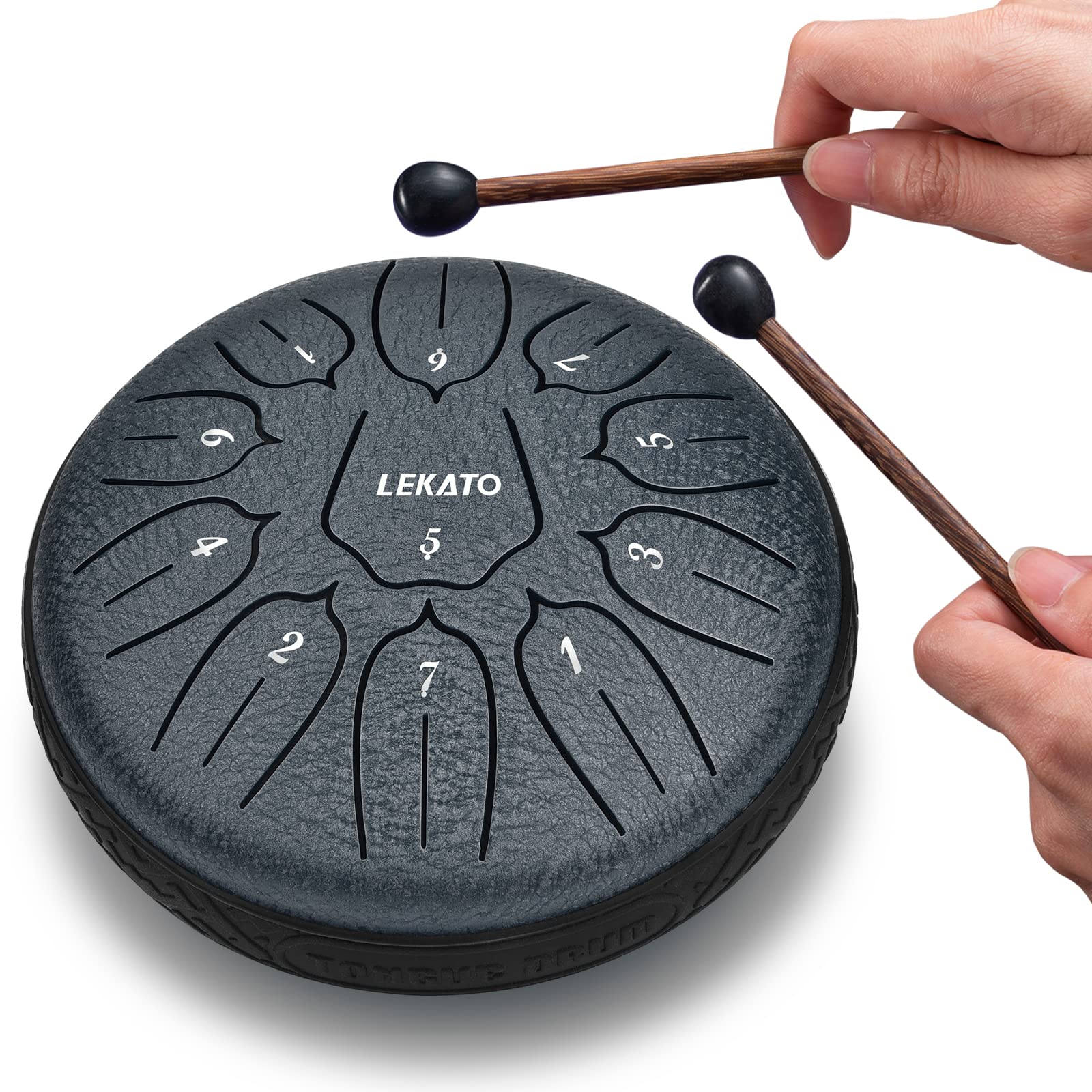 LEKATO Steel Tongue Drum 6 Inch 11 Note, D Key Handpan Rain Drum for Outside Garden Sound Healing, Steel Alloy Ethereal BalmyDrum with Storage Bag, Percussion Instrument Gift for Beginner, Navy Blue