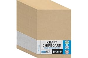 MAGICWATER SUPPLY MagicWater Chipboard Sheet for DIY Projects - 11x17 Inch - 100 Pack - 22 pt - Heavy Duty Kraft (0.020 Inch Thick) Paperboard, for Scrapbooking, Books, Picture Frame Backing, Arts Project & Crafts