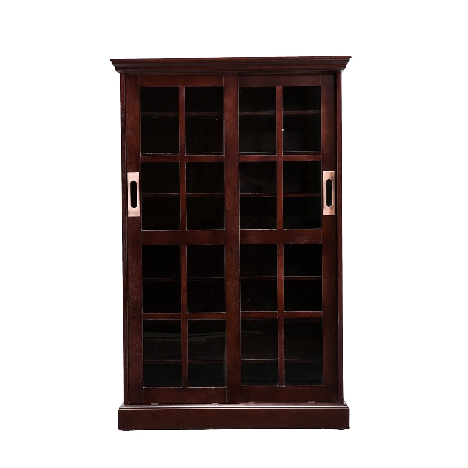 Sliding Door Media Cabinet - 4 Adjustable Shelves - Expresso Wood Finish