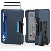 Slim Wallet for Men - Minimalist Mens Wallet with Money Clip, Aluminum Pop Up Card Case and Leather Slots Credit Card Holder RFID Blocking Wallet for Men with Gift Box