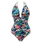 Eomenie Women's Deep V Neck Bathing Suits Monokini Sexy Tummy Control Swimwear One Piece Swimsuit for Women