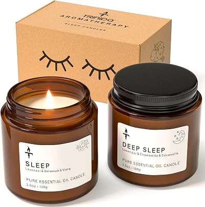 TRINIDa Lavender Sleep Candles Gift Set for Relaxation Anxiety Relief