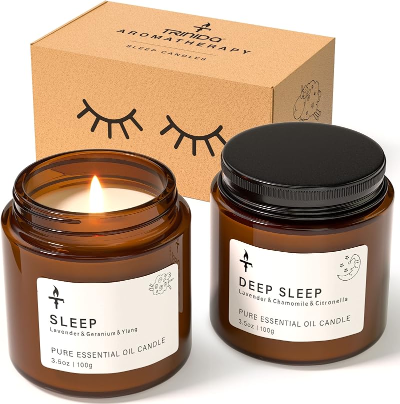 TRINIDa Lavender Sleep Candles Gift Set for Relaxation Anxiety Relief