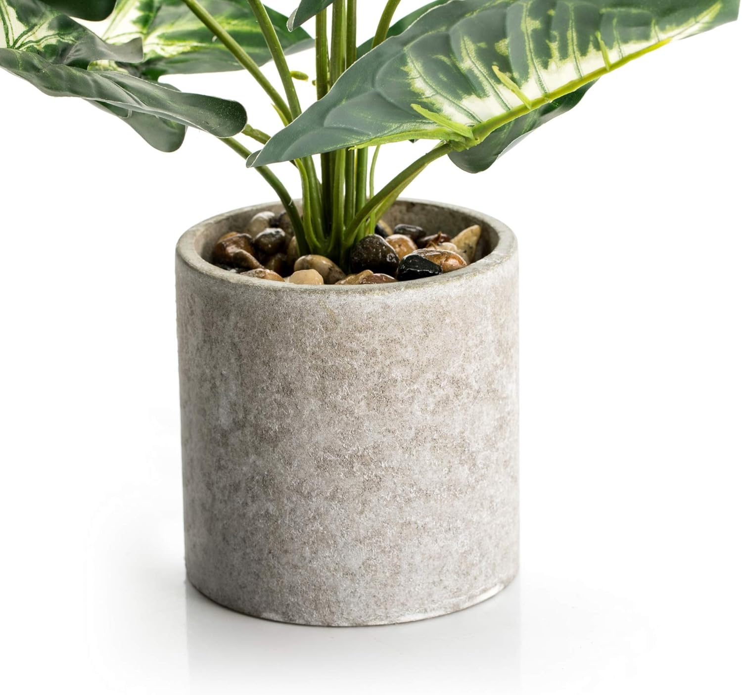 Velener 15" Artificial Potted Green Leaf Plant in Pot for Desk Top Decor (Taro Leaf) -