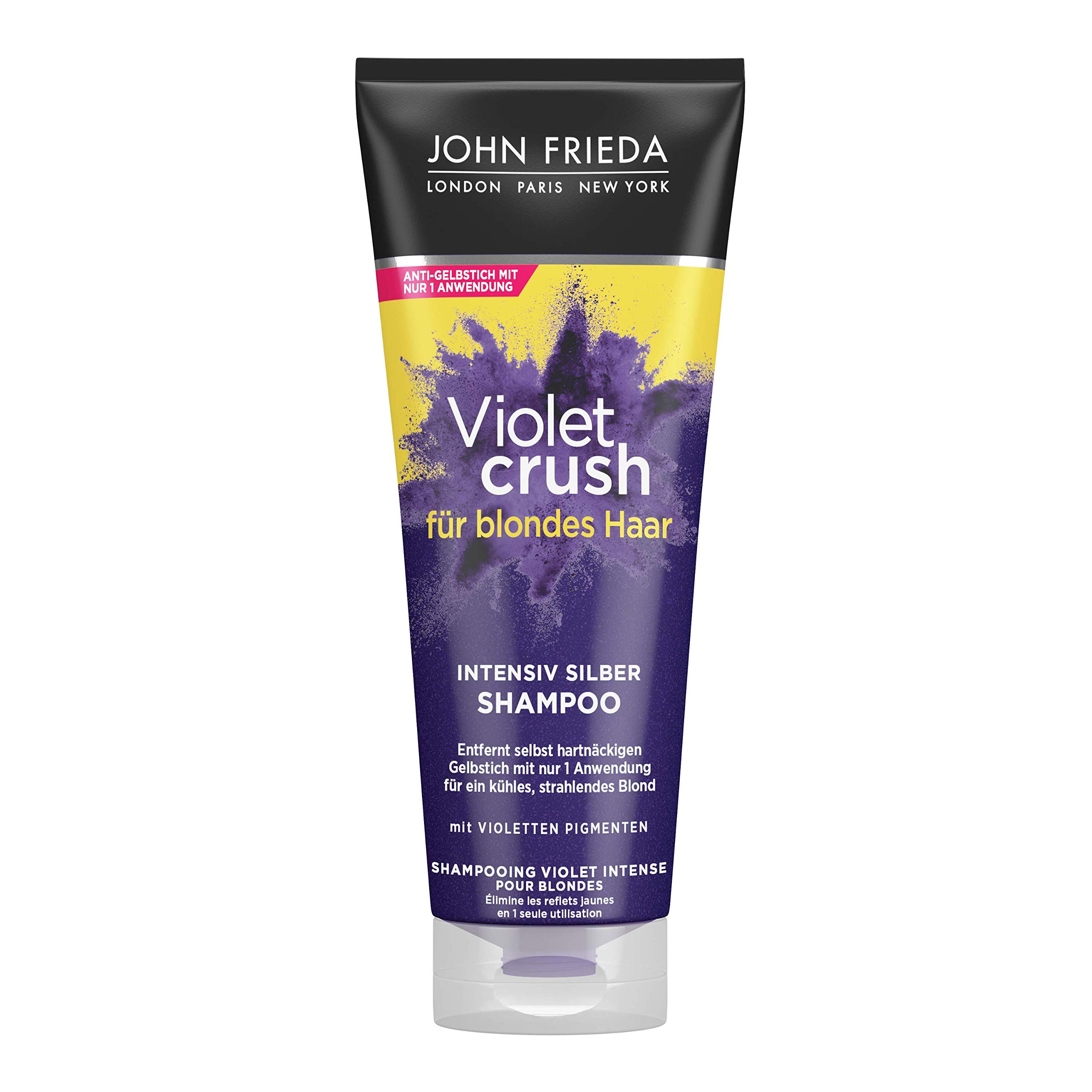 John Frieda Violet Crush Shampoo - Neutralises Yellow & Orange Tones - Formulated with Crushed Violet Pigments, 250 ml