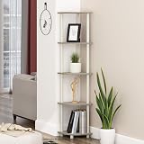 Furinno TURN-N-TUBE Corner Shelf 5-Tier Sonoma Oak 29.5 W x 146.6 H x 29.5 D view 2