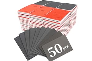 EAFBAO 50 PCS Sanding Sponge Assortment, 180-3000 Grit Sandpaper Assortment, Hook & Loop Sanding Block for Wood, Metal, Drywall, Furniture Polishing - Dry Wet Sanding Paper for Smooth Finishing