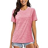 MAGCOMSEN Women's Workout Shirts Crewneck Short Sleeve Moisture Wicking Lightweight Tops for Gym Athletic Sports