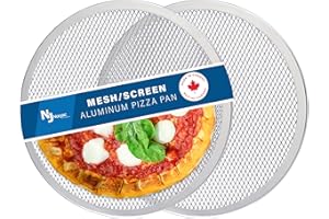 Norjac Pizza Screen, 12 Inch, 2 Pack, Seamless Rim, Restaurant-Grade, 100% Aluminum Pizza Pan, Baking Pan, Oven-Safe, Rust-Free.