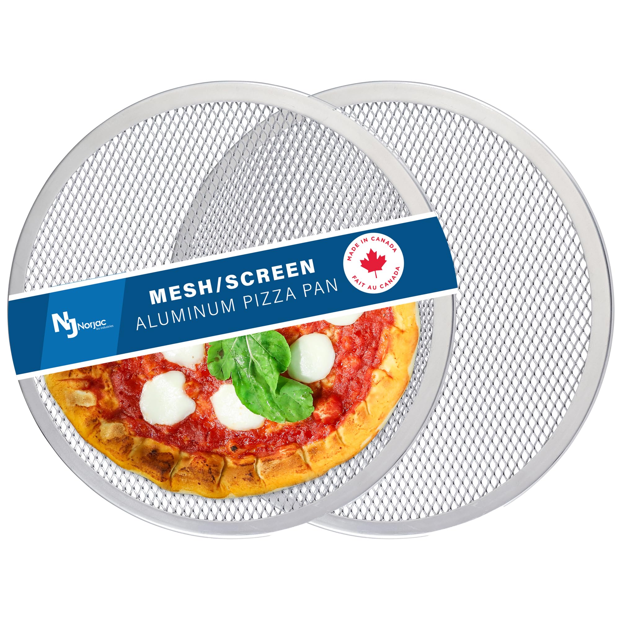 Norjac 14 Inch Pizza Screen, 2 Pack – Aluminum Mesh for Oven, Seamless, Rust-Free, Durable Baking Trays for Crispy Crusts