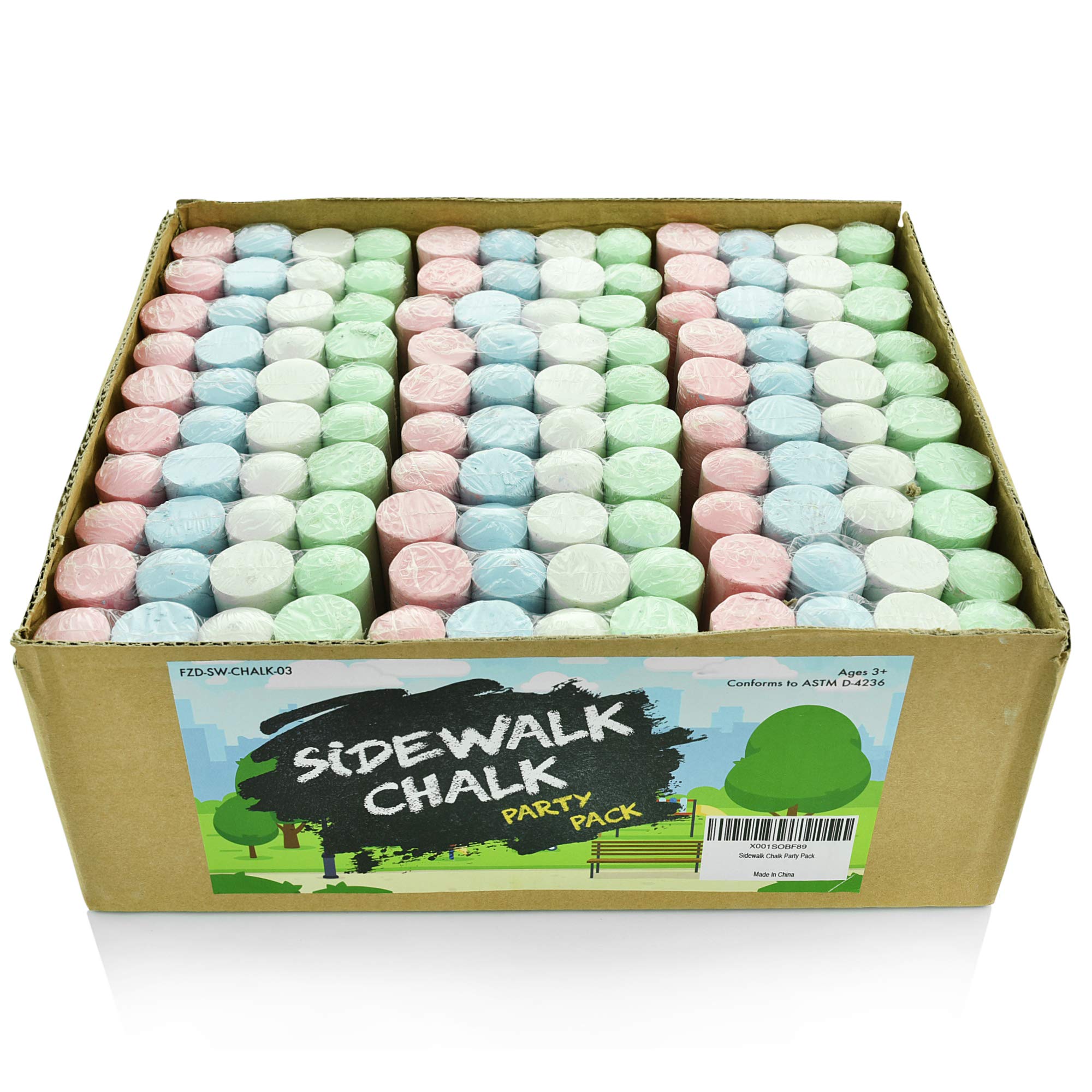 Sidewalk Chalk Party Pack – 30 x Pack of 4 Multi-Color Jumbo Street Chalks – 4 Bright &amp; Cheerful Colors – Nontoxic, Washable Tapered Chalks for Party Favors and Gifts - 1 x 4 Inches