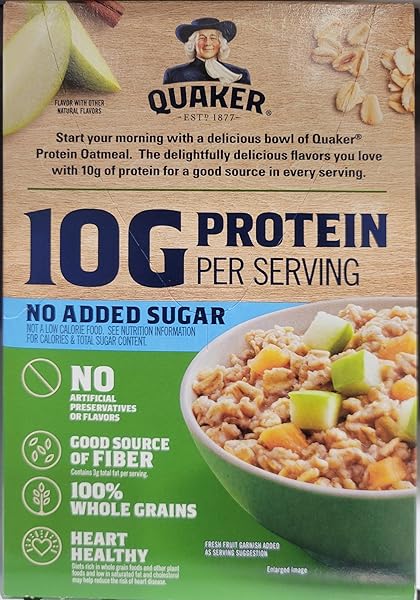 QUAKER PROTEIN INSTANT OATMEAL APPLES & CINNAMON NO ADDED SUGAR