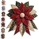 Festive Quilted Christmas Door Hanging DIY Sewing Kit, Christmas Quilted Bow DIY Kit with Fabric, Batting, Thread, Templates &amp; Instructions, Patchwork Hanging Decor Kit for Door Wall Display (E-1)