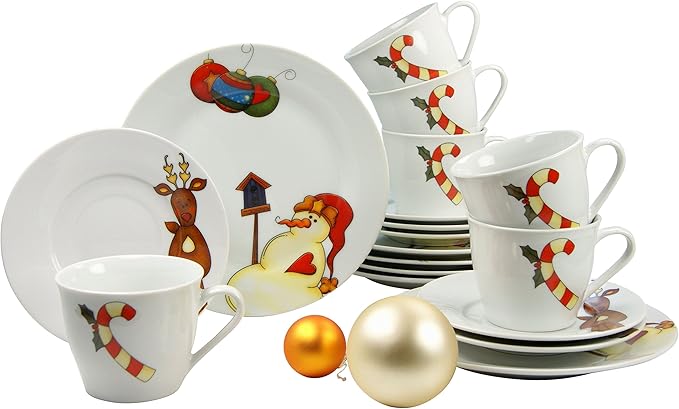 MamboCat Friend Kaffeeservice 18-tlg. Weihnachten - Porzellan Set Mit Teddybär Design