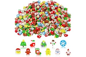 JUNEBRUSHS 150 Pcs Christmas Mini Erasers for Kids, Cute Small Animal Erasers Bulk for Kids Desk Pets Christmas Pencil Erasers Socks Santa Snowflakes Gift Filling Homework School Classroom Rewards Prizes