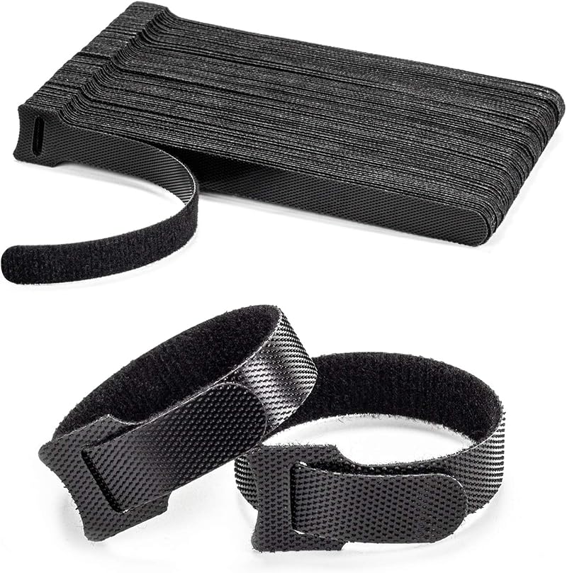 OneLeaf 80PCS 150mm Black Reusable Cable Ties Hook Loop Wire Management Ties