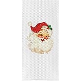 DOTAIN Christmas Kitchen Towels,Christmas Hand Towels,Vintage Santa Christmas Towels,Christmas Kitchen Decor,Christmas Bathroom Decor,Vintage Santa Red Christmas Decorations,16x24 Inch(Red)