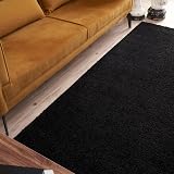 THE RUGS Living Room Rug Shaggy 120x170 cm Black 30 mm Thick view 7