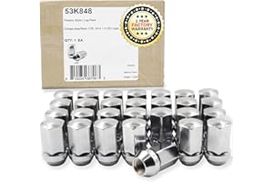 Wheel Accessories Parts 32 Pcs M14x1.5 14x1.5 Thread OEM Style Lug Nuts 1.65" Long Chrome 7/8" 22mm Hex Fits RAM 2500 ｜ 3500 6509422AA ｜ 611-330