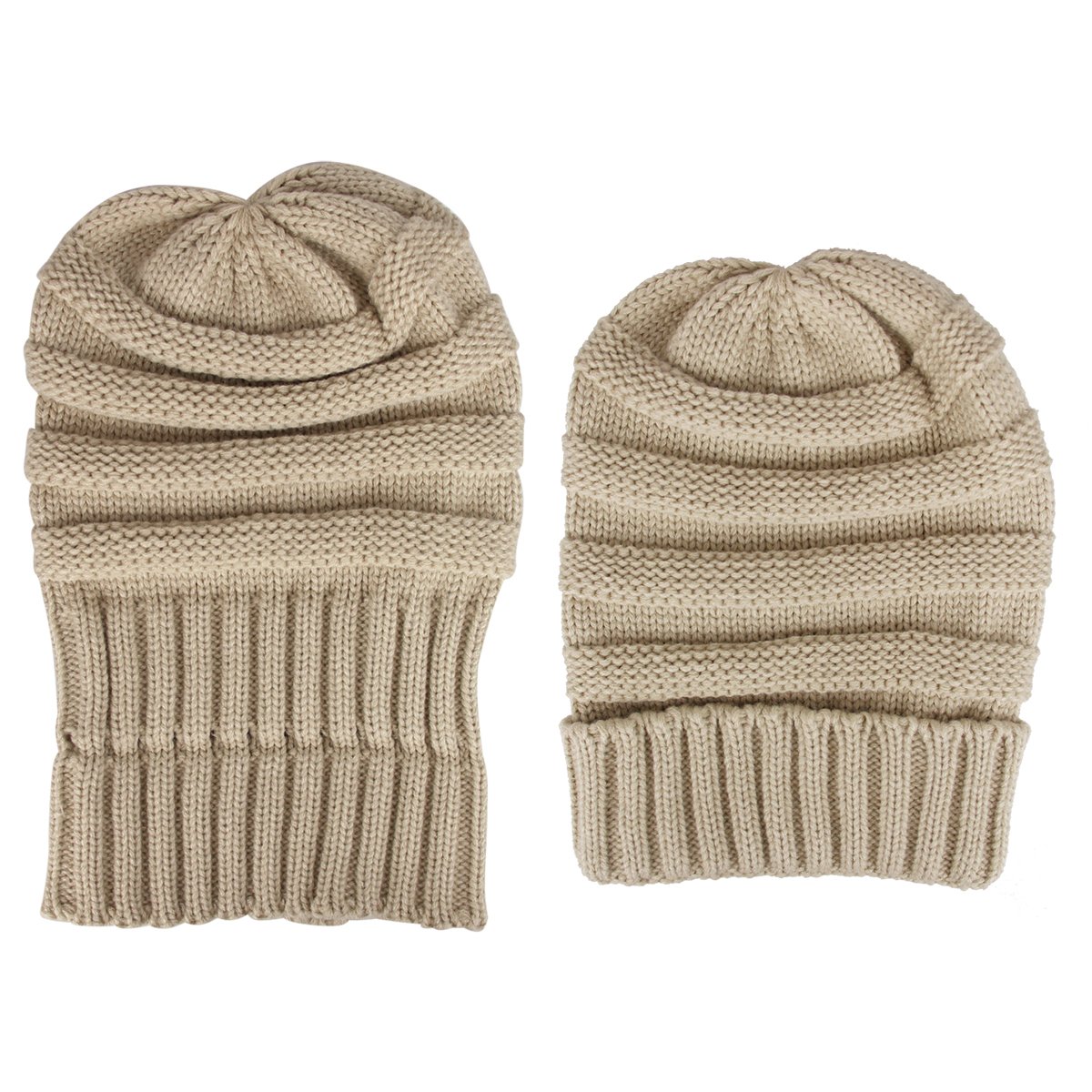 Aszune Warm Beanie Cap Oversized Knitting Hat Unisex Wool Cap (Beige)
