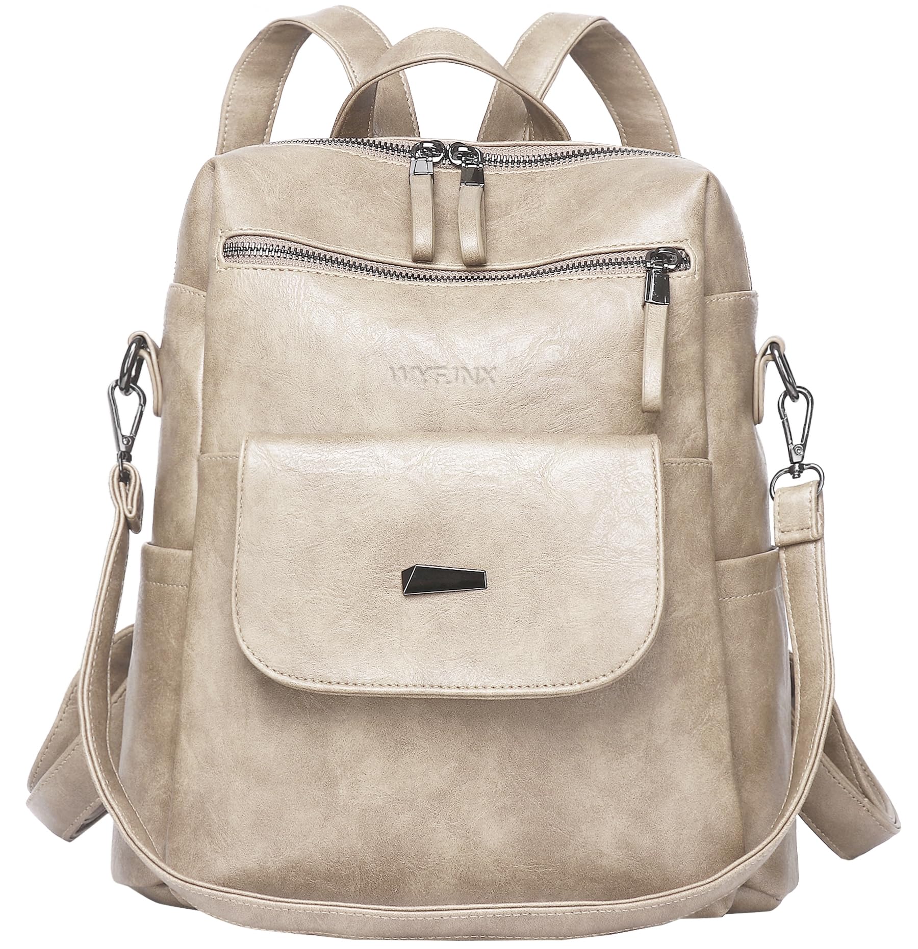 Photo 1 of WYFJNX PU Leather Backpack Purse for Women Fashion Multipurpose Design Handbag Ladies Shoulder Bags Travel Backpack Beige