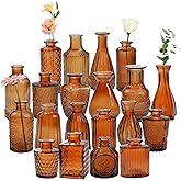 Amber Glass Bud Vases Set of 20,Small Flower Vases for Wedding Centerpieces,Mini Bud Vases in Bulk Amber Glass Vase for Table Decoration,Home Decor