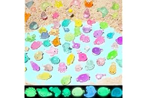 LOIKMIUP 100PCS Luminous Mini Resin Animals Tiny Ocean Animal Glow in The Dark Little Figures to Hide for Fairy Garden Miniature