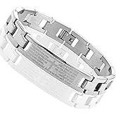 Urban Jewelry Lords Prayer Cross - 316L Stainless Steel Link Bangle Bracelet for Men